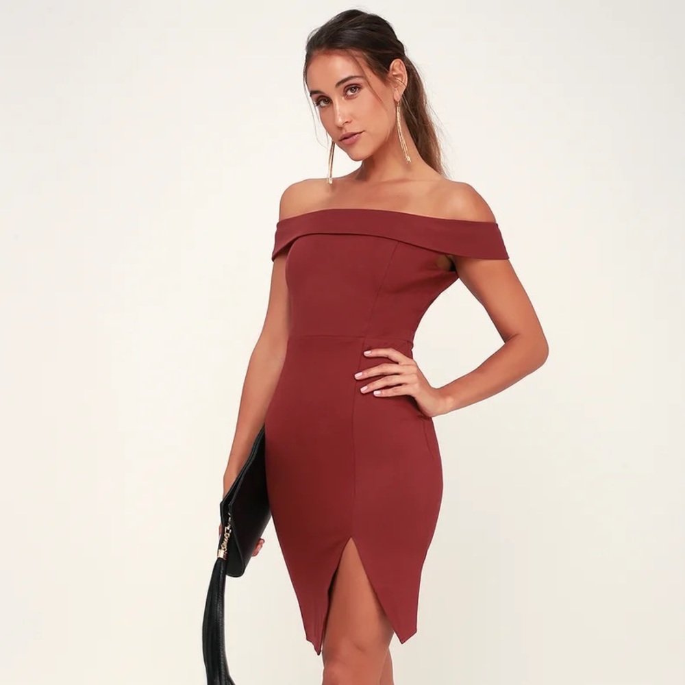 Way Of Love Wine Red Off-the-Shoulder Bodycon
